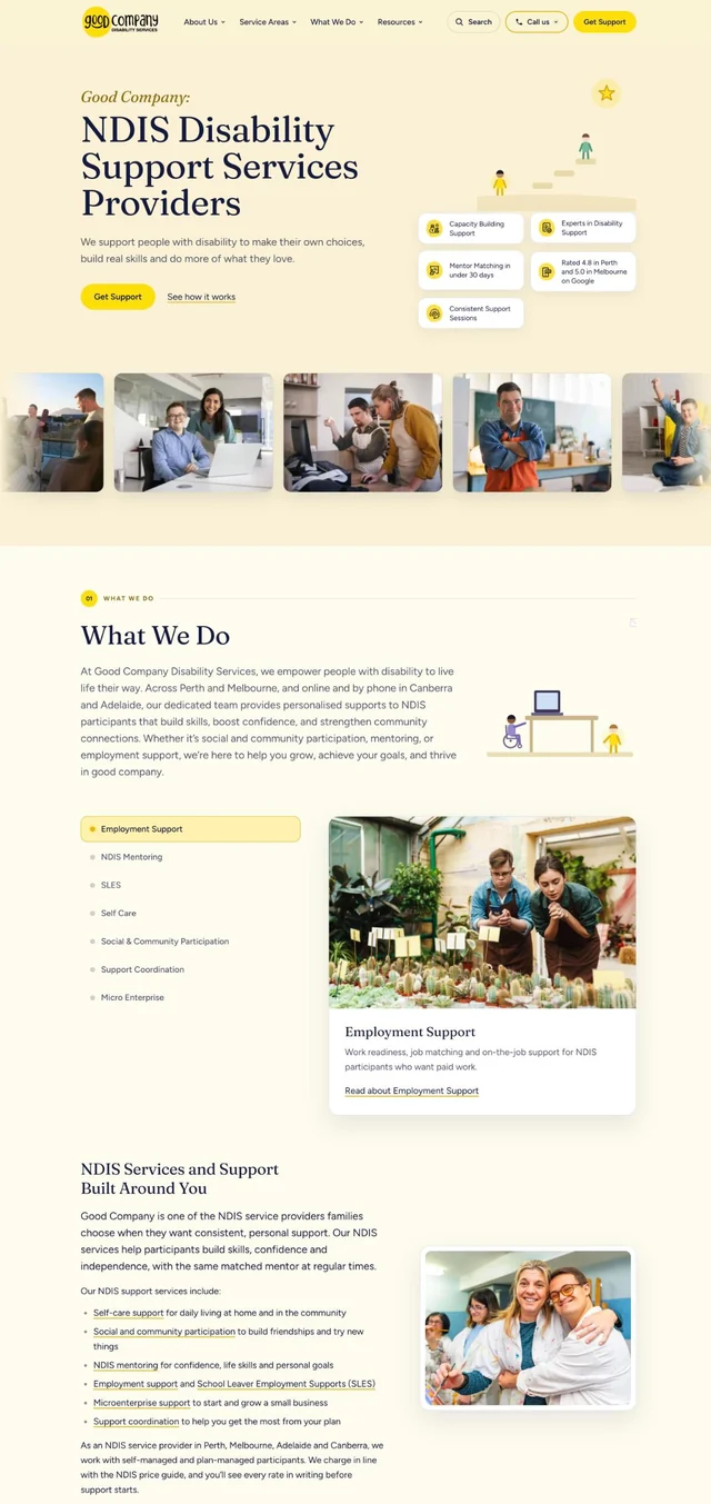 Good Company Disability Services website, built by Kraken Digital