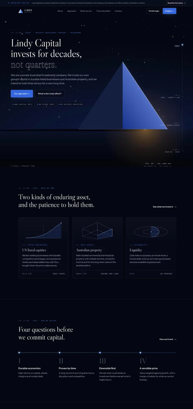 Lindy Capital website, built by Kraken Digital