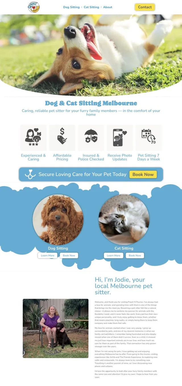 Pooch N Pounce website home page designed by Kraken Digital